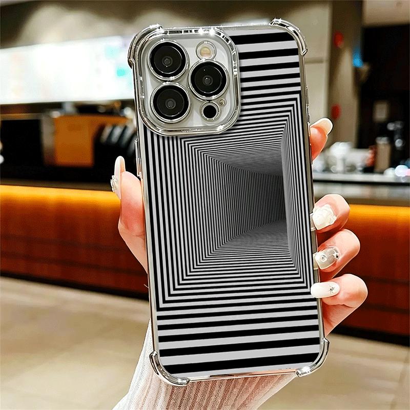

Мягкий чехол для телефона с принтом оптических иллюзий для iPhone 15 16 17 Air 14 Pro Max 16E Plus 13 12 Mini, покрытие, противоударный Fundas iPhone 15 Pro