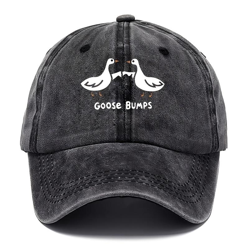 Retro goose print baseball cap with casual dad hat suitable for men's worn-out duck patterned sports hat