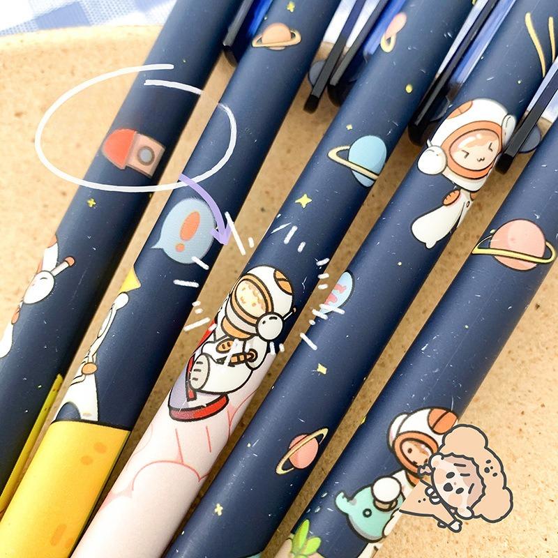 1Pc Random New Press Type Ballpoint Pens 0.5mm Cute Astronaut Writing Neutral Pen Student Gift Learning Office Supplies