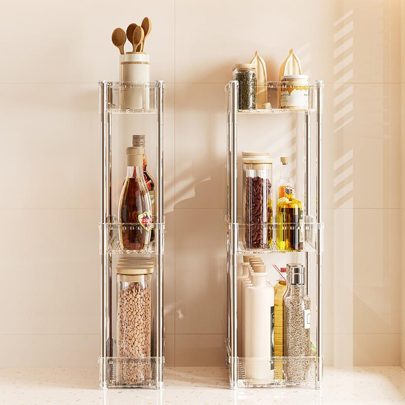Kitchen Storage Rack 2/3Layers Makeup Storage Box Spices Snack Multi-Functional Retractable Storage Shelf for Home