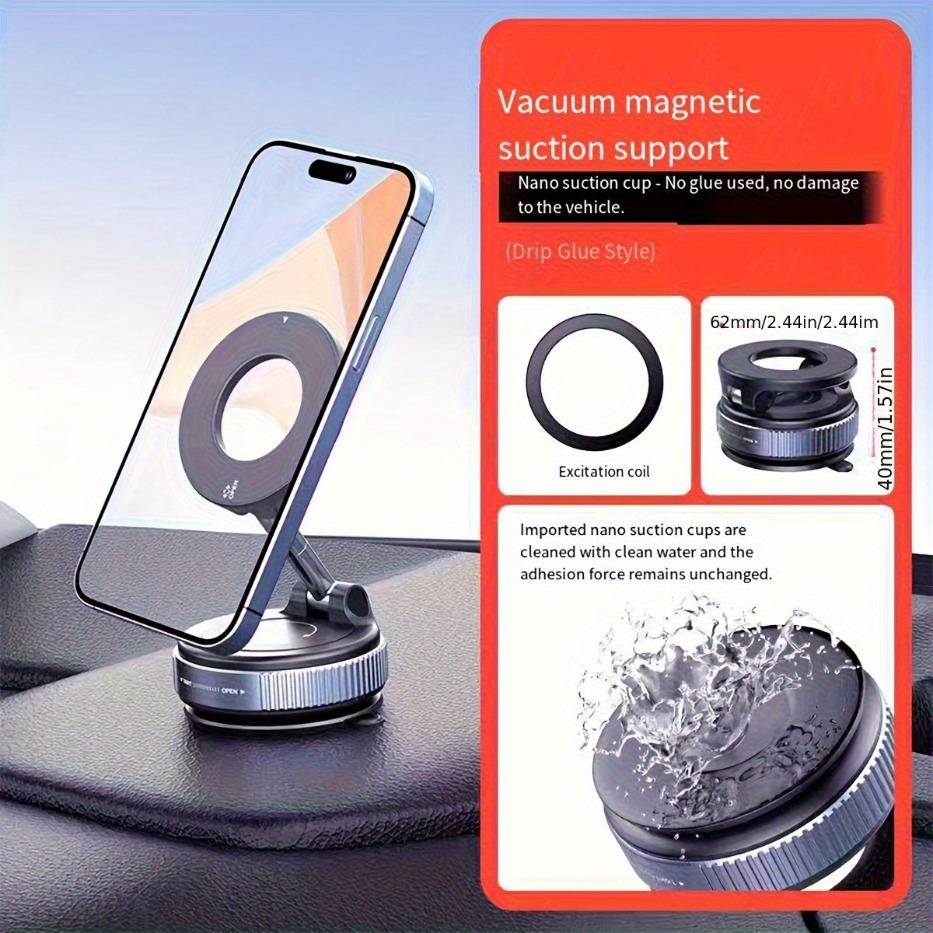 Super Strong Magnetic Car Phone Holder 360 Degree Rotation Vacuum Suction Cup For Iphone 12-16 Series Multi Scene Phone Mount For Car Gym Driving