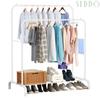 Metal clothes hanger standing hall wardrobe solid shelf large