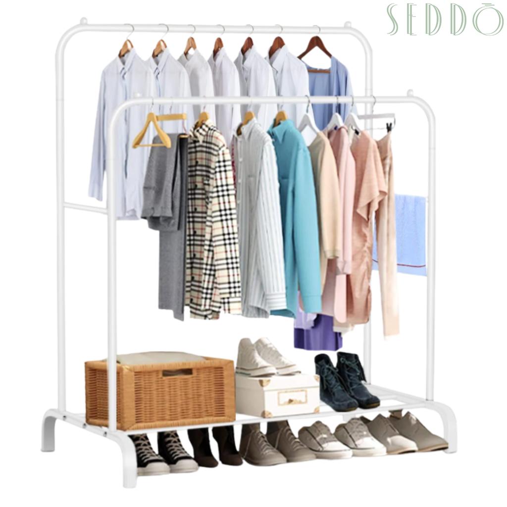 Metal clothes hanger standing hall wardrobe solid shelf large