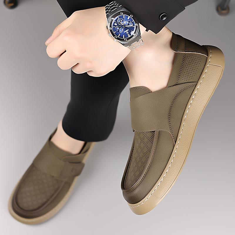 Fashion 2025 New Moccasin Footwear High Quality Men Leather Casual Shoes Outdoor Comfortable Walking Shoes Classic Ankle Non-slip Flats