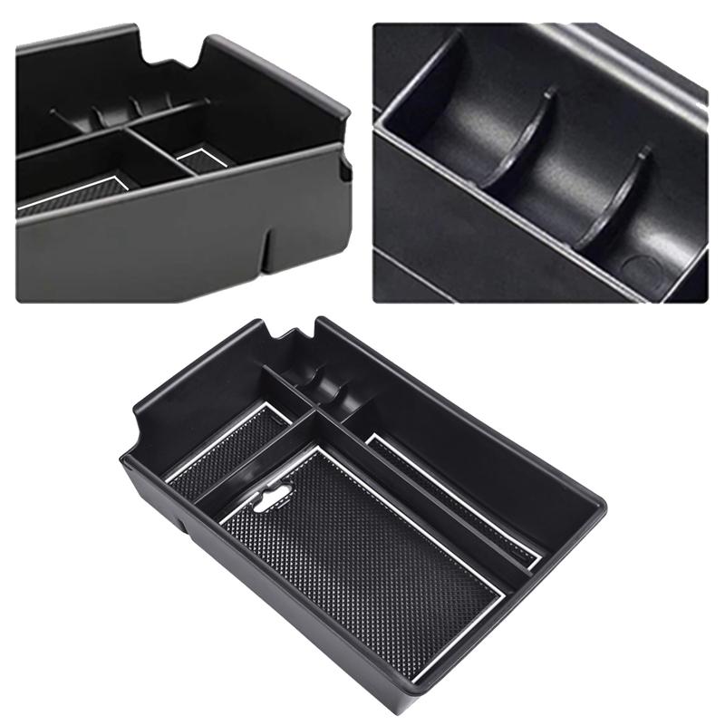 Red center console storage box with anti-slip mat Center Organizer Tray ABS Black Suitable for Hyundai 5th Gen Tucson