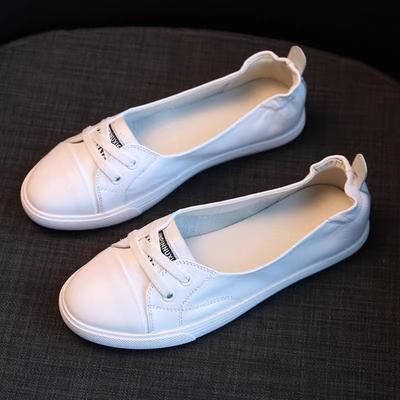 Cowhide Version Shallow Mouth White Shoes Women's Genuine Leather Summer Versatile Leisure Travel Nurse Shoes Board Shoes Single Shoes