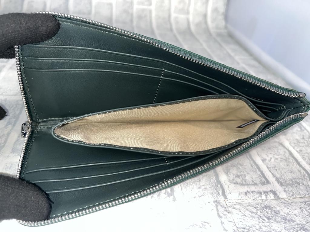 GUODI Genuine Crocodile Leather Matte Crocodile Long Wallet with L-Shaped Zipper, for Men and Women, W169L (Cyprus Green)