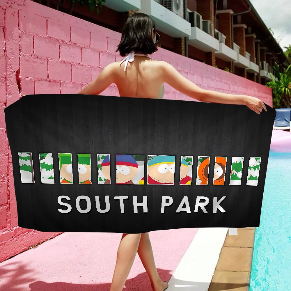 South Cartoon Park Microfiber Blanket Quick Drying Beach Towels Oversized Printing Super Absorbent Pool Towel Blanket