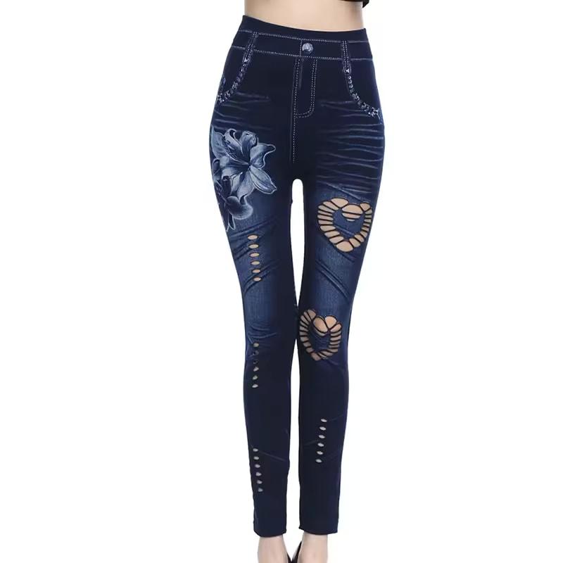 

Sexy Women Jean Skinny Jeggings Pants high waist leggings female print ankle-length Slim Legging Fitness Plus Size One size