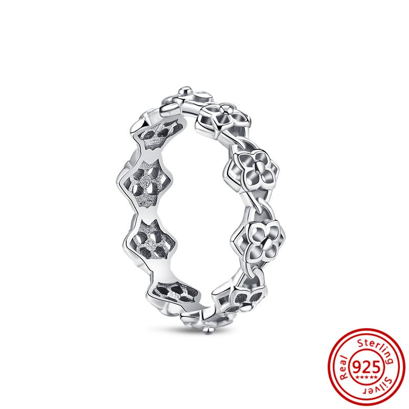 Original 925 Sterling Silver Ring Love Heart Pave CZ Crystal Stackable Rings for Women Wedding Engagement Birthday Gift Jewelry