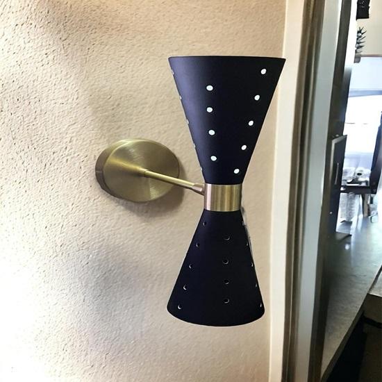 Pair Mid-Century Modern Atomic Wall Sconce Dual Cone Bow Tie Plug-In Lamp Retro Lighting Fixture for Home Decor