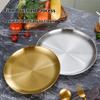 1 Pcs Thickened New Stainless Steel Disc Golden Cafe Tray Dining Disc Fruit Meat Dessert High Quality Round Plate Shallow Tray