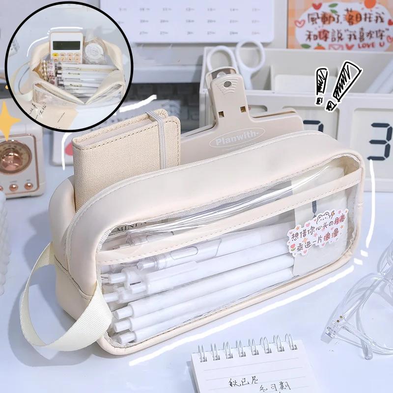 

Multi-Layer Pencil Case Transparent Window Partition Pen Bag Pencil Pouch Large Capacity Stationery Storage Pouch Student Gift
