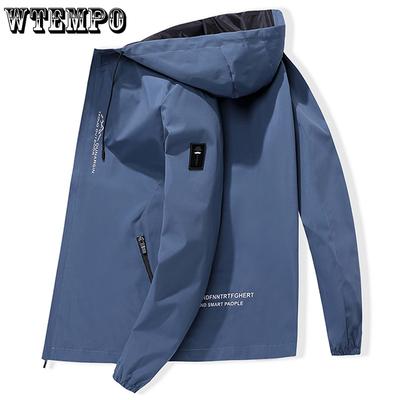 Kurtka Męska Odzież Wierzchnia Męska Wiosna i Jesień Ubrania Codzienne Kurtka z Kapturem Kurtka Outdoor Jednokolorowy Top Ubrania Codzienne