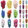 9 peças de Tatuagem Temporária à Prova d'Água Duradoura Adesivos Corporais Orquídeas Azuis Peônias Rosas Margaridas Brancas Para Ombros Braços Masculinos