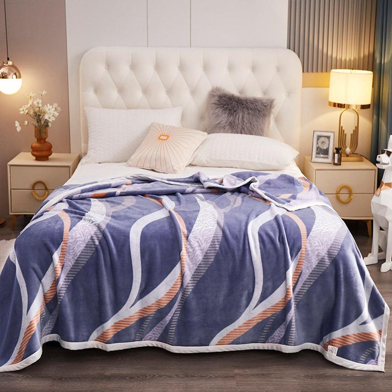 Nordic Style Plant Printed Flannel Blanket Thickened Multi Functional Cover Fleece Blanket Warm Sofa Cover for Office Nap