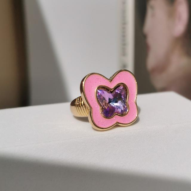 Colorful Glitter Enamel Flower Rings Y2K Fashion Floral Big Chunky Cocktail Ring for Women Girls Party Jewelry Ins Trendy New