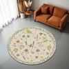 Runder Botanischer Blumiger Teppich mit Wildblumen-Print in Sanften Pastellfarben Boho Naturinspirierter Teppich für Wohnzimmer Schlafzimmer Dekor