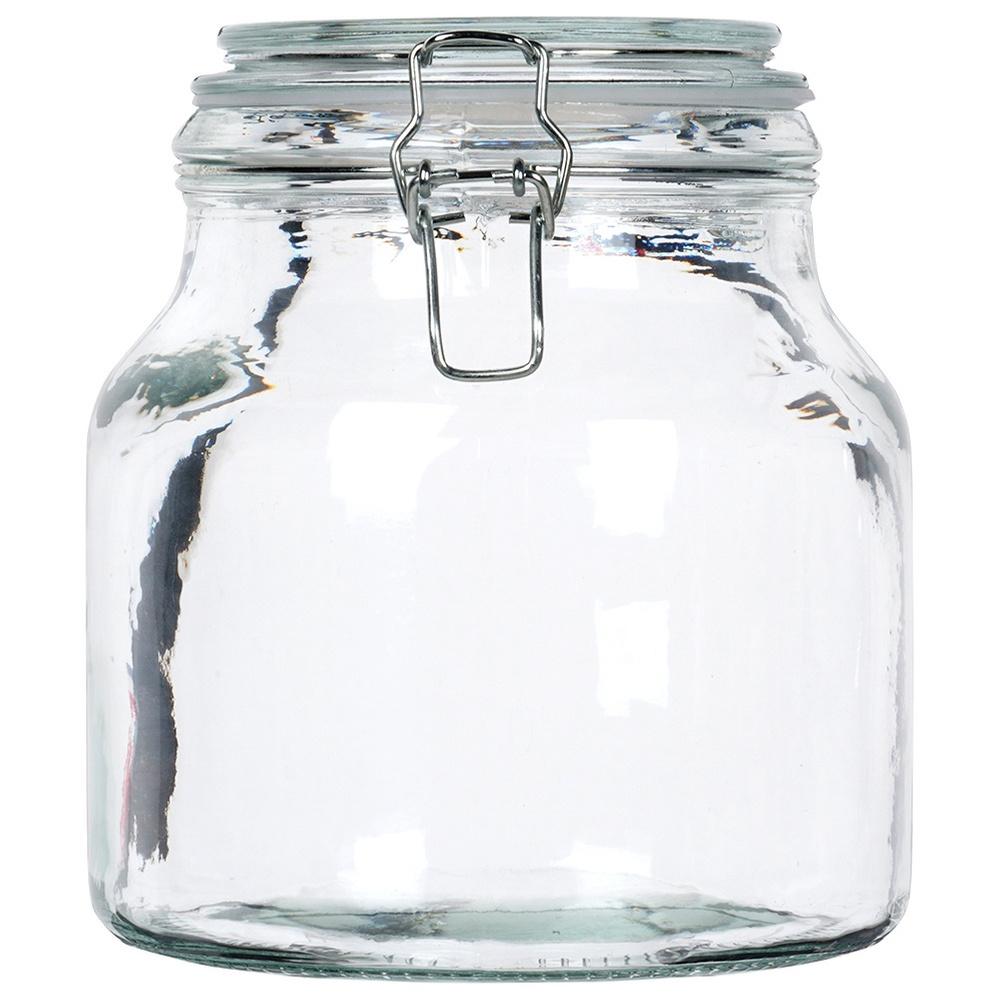 Patent Glass Kitchen Container Jar with Food Clip 2.4L