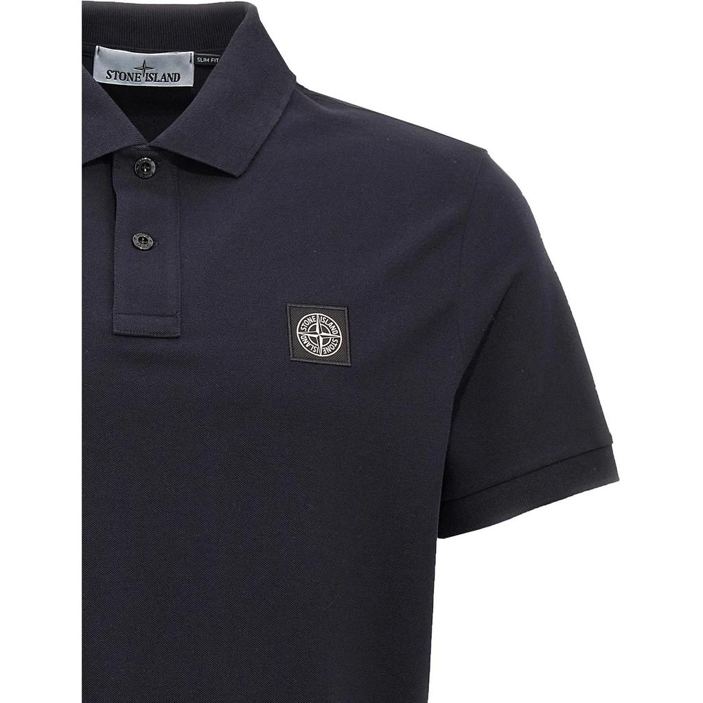 Stone Island Solid Color Logo Patch Polo Shirt Men tops Navy-Blue 81152SC17-A0020