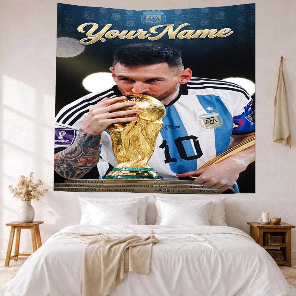 Messi Custom Your Name Wall Decor Tapestry Art For Pet Memorial Birthdaywedding Party Backdrop Family Gift