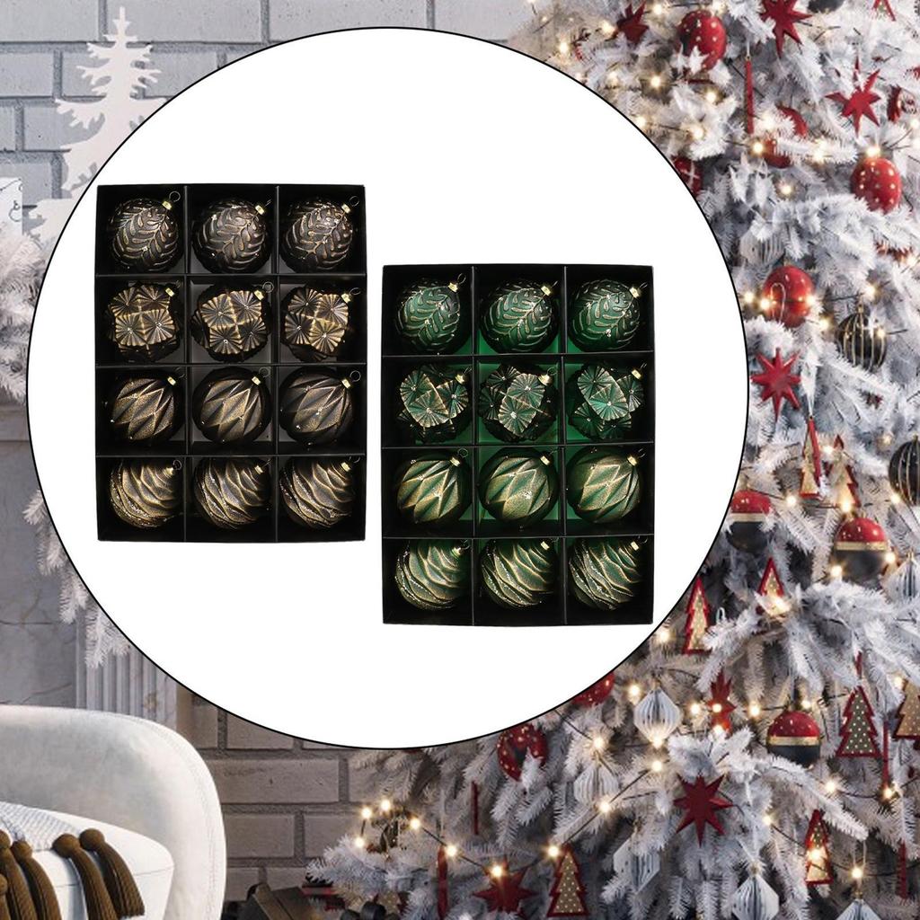12Pcs Christmas Ball Ornaments Antique Style Christmas Tree Hanging Ornaments Decorative Hanging Baubles for Home Indoor Party