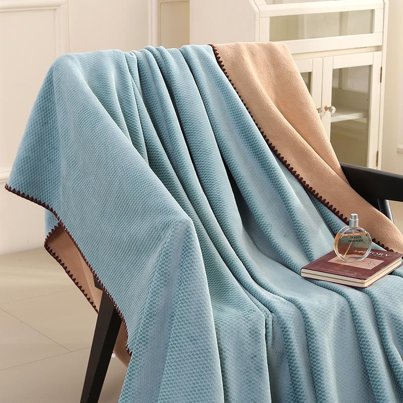 Solid color brocade full matte jacquard blanket soft and comfortable office nap skin-friendly blanket for all seasons