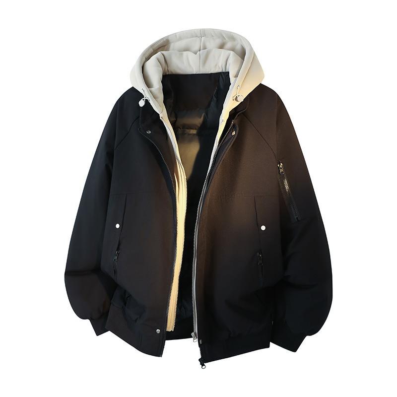 Giacca imbottita in cotone finto due pezzi da uomo per l'inverno, giacca imbottita in cotone larga, giacca ispessita, casual, versatile, giacca imbottita in cotone flow