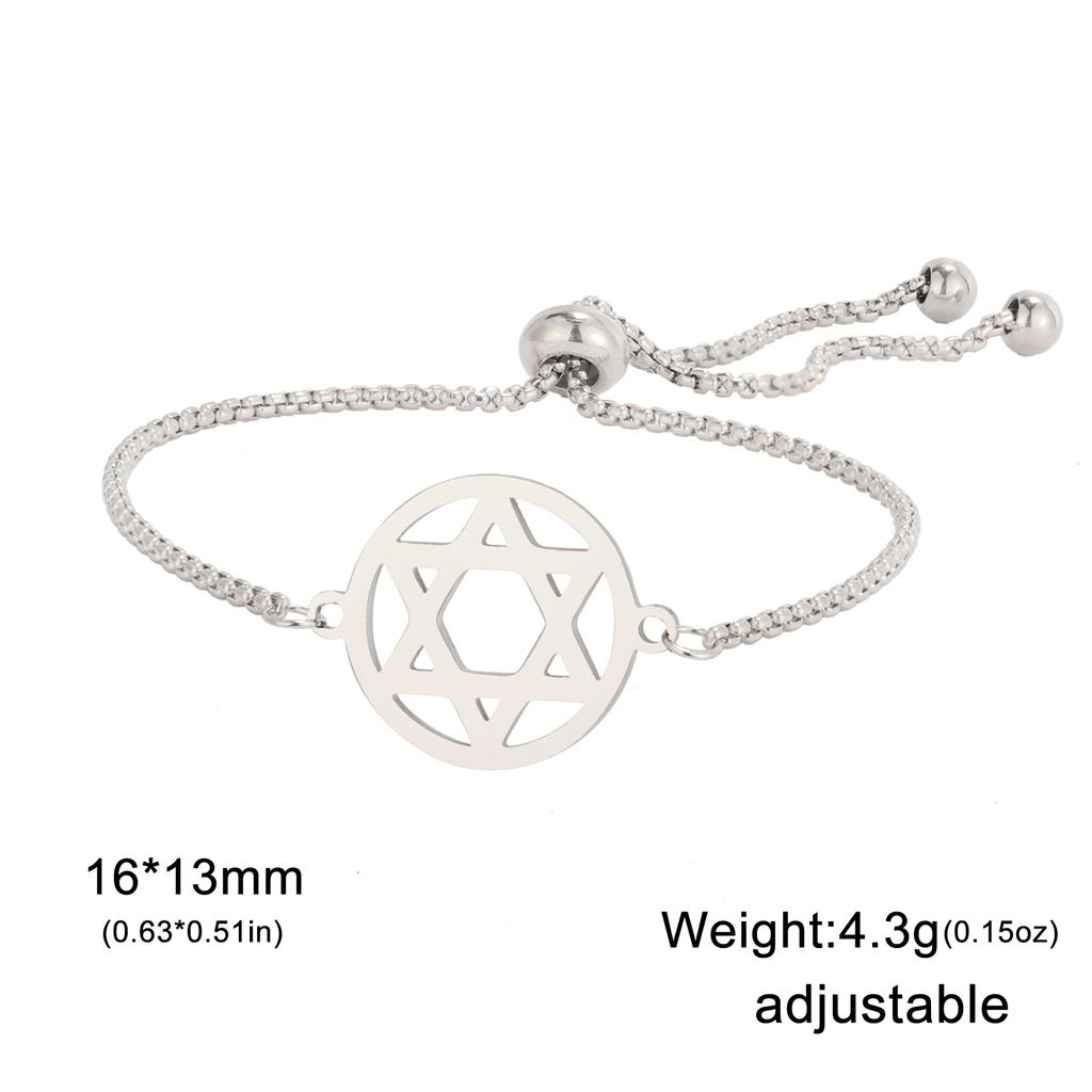 Stainless Steel Je Star of David Charm Bracelet Women Men Adjustable Hexagram Map Bracelets Amulet Jewelry Wholesale