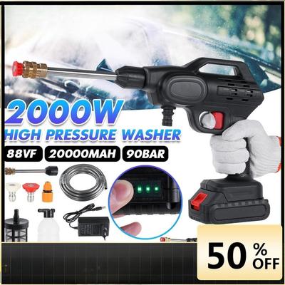 2000W 88VF Akku-Hochdruck-Autowascher Wiederaufladbare Autowaschpistole Elektrische Schaummaschine für 18V Akku