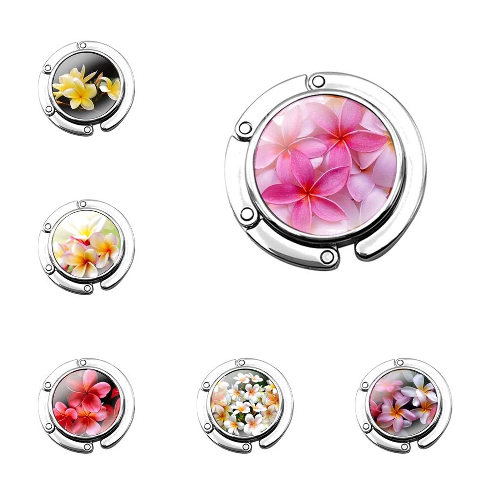 

Складной крючок для кошелька для женской сумки, складной декор, крючок для стола, группа красивых франжипани