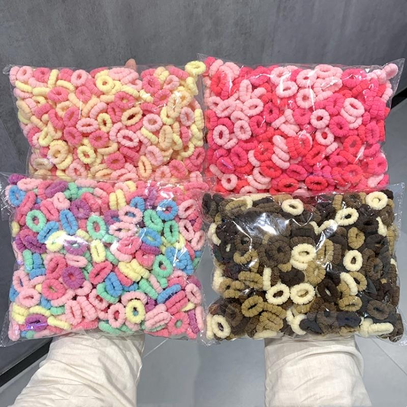 500 Stück/Set Kinder Einfarbig Gitter Welle Elastische Haarbänder Baby Mädchen Scrunchie Gummibänder Kind Süß Niedlich Haaraccessoires