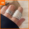 925 Sterling Silver Rings For Women Geometric Fine Jewelry Finger Adjustable Vintage Strip Ring For Party Birthday Gift