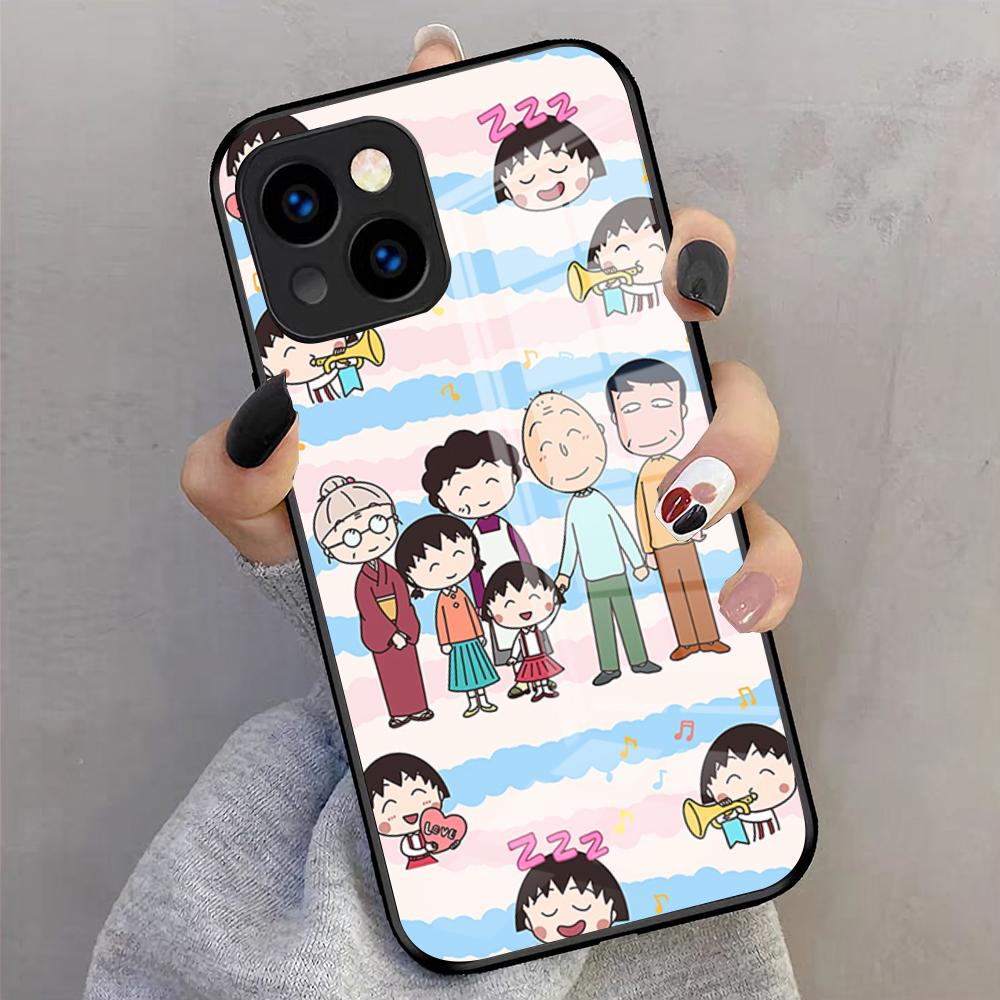 Anime Maruko-chan Phone Case For IPhone 17 Pro Max 16 15 14 Pro Max 13 11 X Xs Xr 8 7Plus Glass Cover