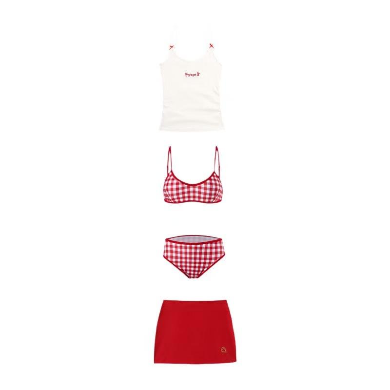 Swimsuit women's split four-piece set bikini beautiful small man atmosphere pure desire vacation hot spring swimsuit