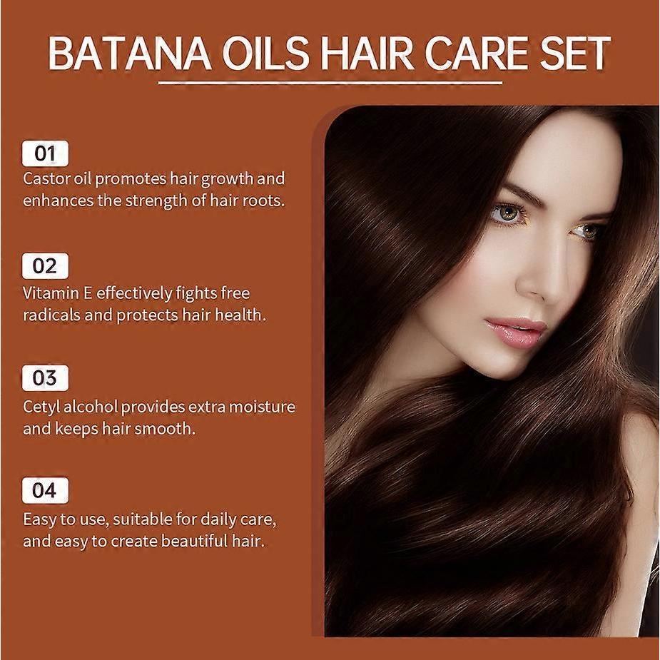 Batana Oil Shampoo Conditioner Set Oil Control Anti Dandruff Scalp Hair Treatment Split Ends Anti Frizz Hair Loss Hair Care Set