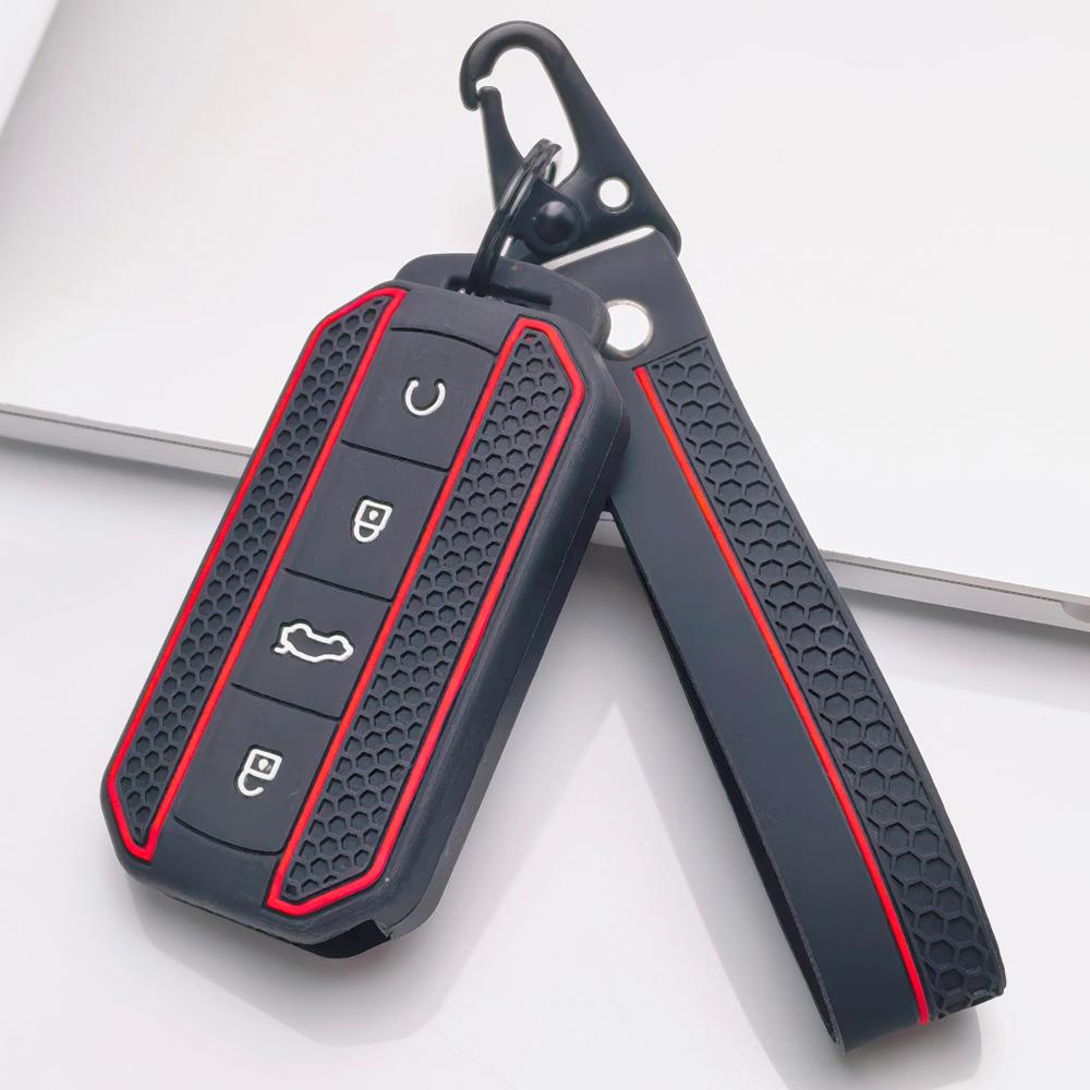 Key Fob Cover for Chery Tiggo with Keychain Anti-Scratch Guard Shockproof Protection Soft Grip Texture Responsive Button Touch Dust Resistant Cover