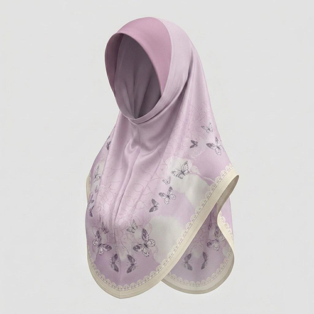 Chiffon Hijabs Women Head Wrap Square Scarf Floral Print Turban Cap