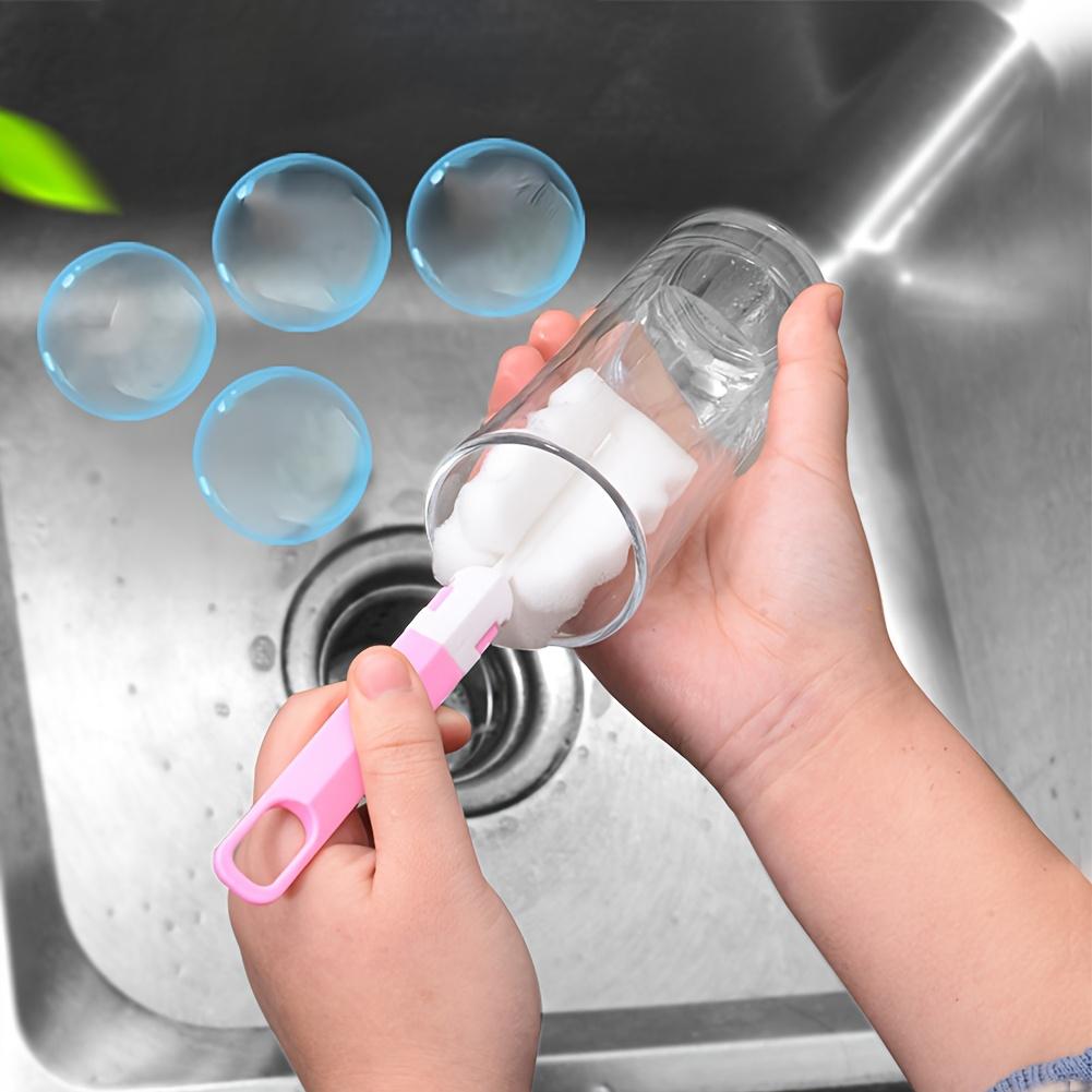 1/5pcs Long-Handle Sponge Brush for Mugs Glass Bottles Cups Scrubber for Efficient Cleaning Sponges Reusable Kitchen Clean Tool