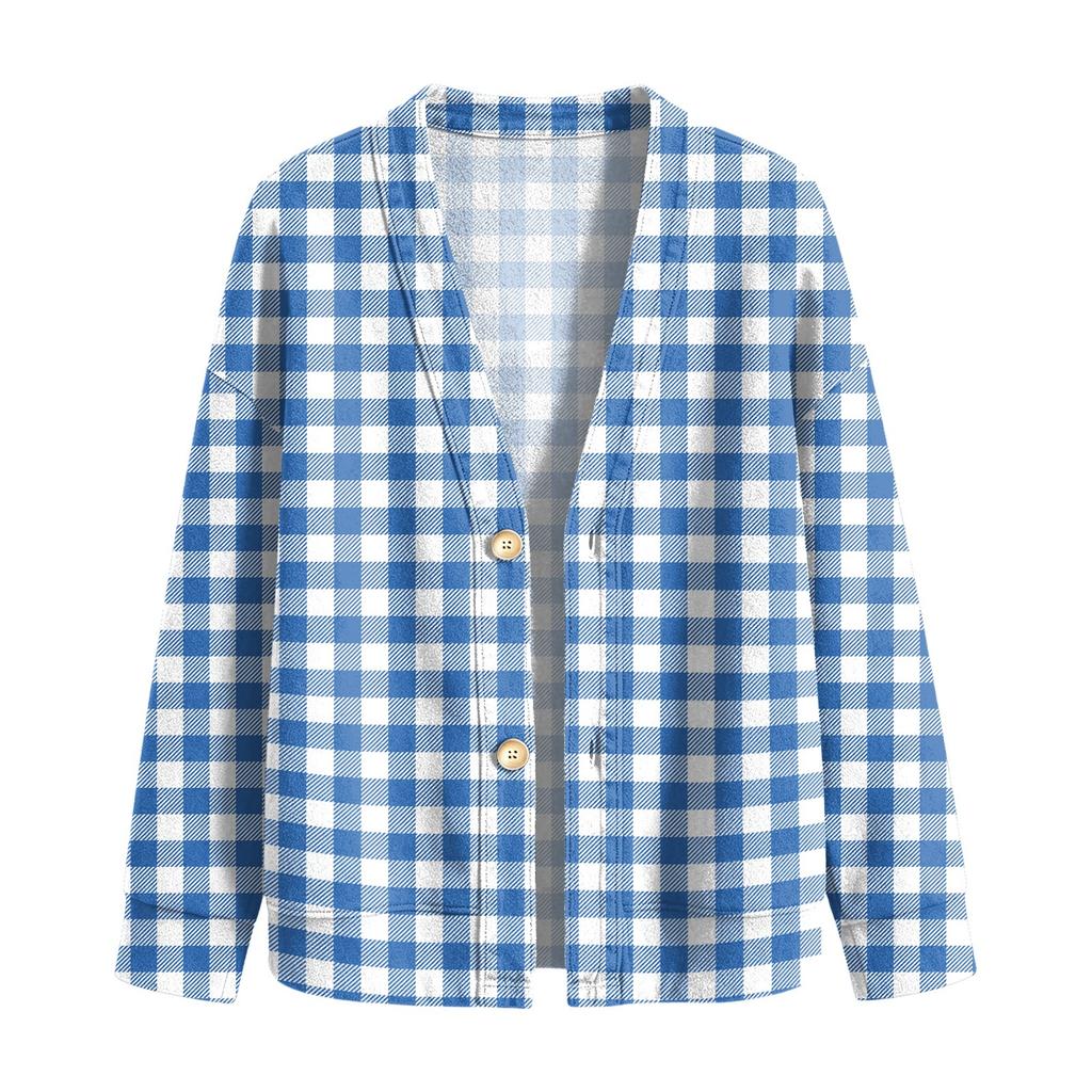 Women's Casual Button Front Plaid Print Jacket for Everyday Wear