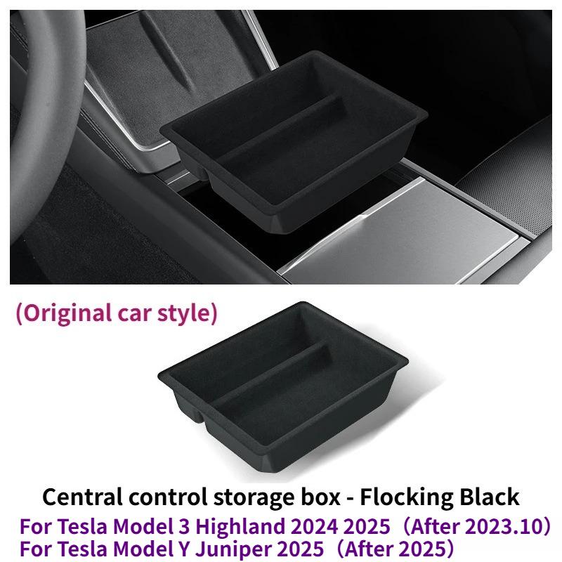 For Tesla Model Y Juniper 2025 Center Console Storage Organizer Box Tray Armrest Hidden Box Cup Holder New Model 3 Highland 2024