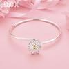 925 Sterling Silver Wedding Gift Flower Bangle Fashion Jewelry