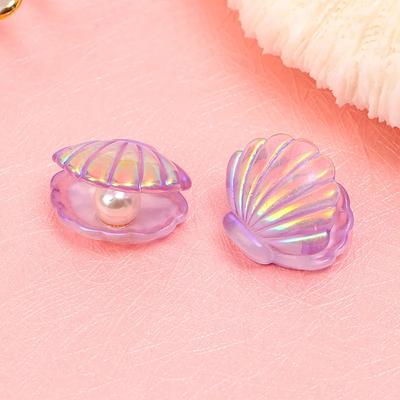 5/10pcs Mini Colorful Pearl & Resin Shell DIY Handmade Accessories Hair Clips Phone Case Decoration Material Mermaid Party Decor