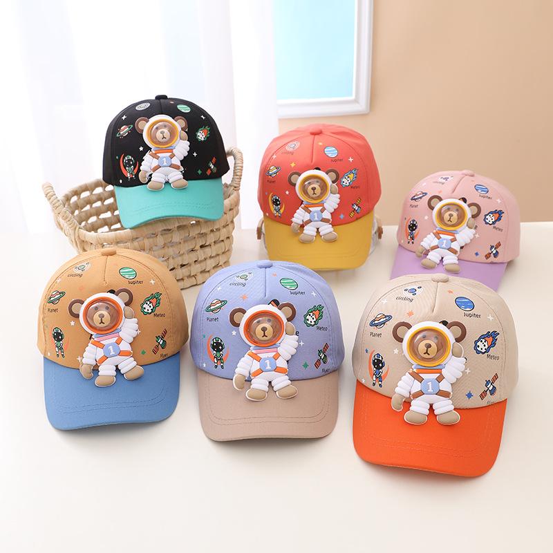 1pcs Kids Fashion Baseball Caps For Cartoon Cute Bear Retro Hip Hop Hat Unisex Street Adjustable Sun Visor Cap