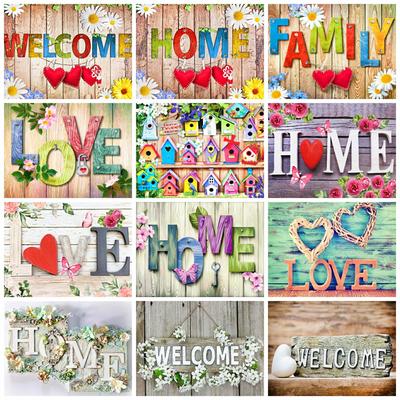 Kit de Pintura de Diamantes Hogar Dulce Hogar 5d Bordado Mosaico DIY Texto Paisaje Decoración de Pared Imagen de Cristal