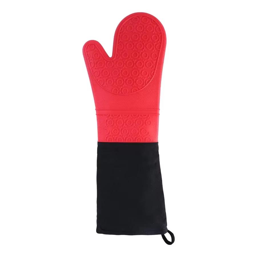 19.6 Inch Silicone Oven Mitts Heat Resistant Oven Gloves Non Slip Waterproof Gloves Cotton Lining Baking Cooking Kitchen Mitts