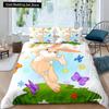 Kids Cartoon Rabbit Carrot King Queen Duvet Cover Boys Girls Cute Bunny Bedding Set Animal Quilt Cover Polyester Comforter Cover