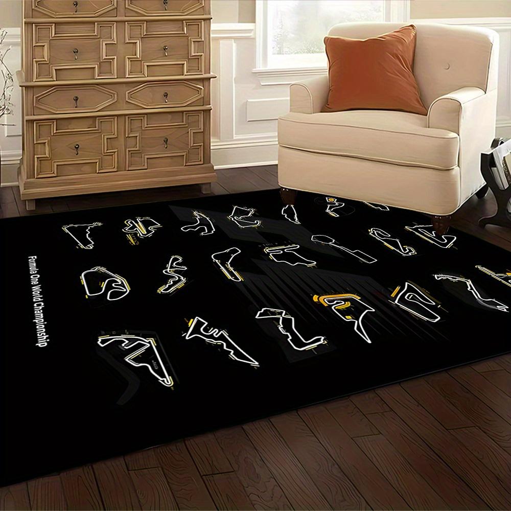 Formula One World Championship Track Map Themed Antislip Durable Polyester Home Decorative Large Size Logo Design Durable Floor Mat For Living Room