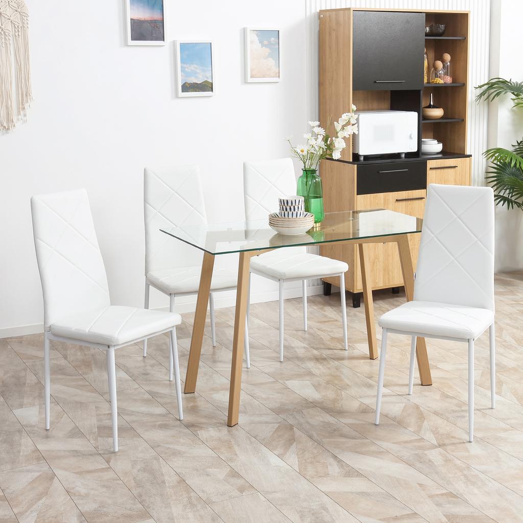 Set di 4 Sedie, Sedie da Pranzo, Sedie da Cucina, 41 cm x 50 cm x 97 cm, Bianco