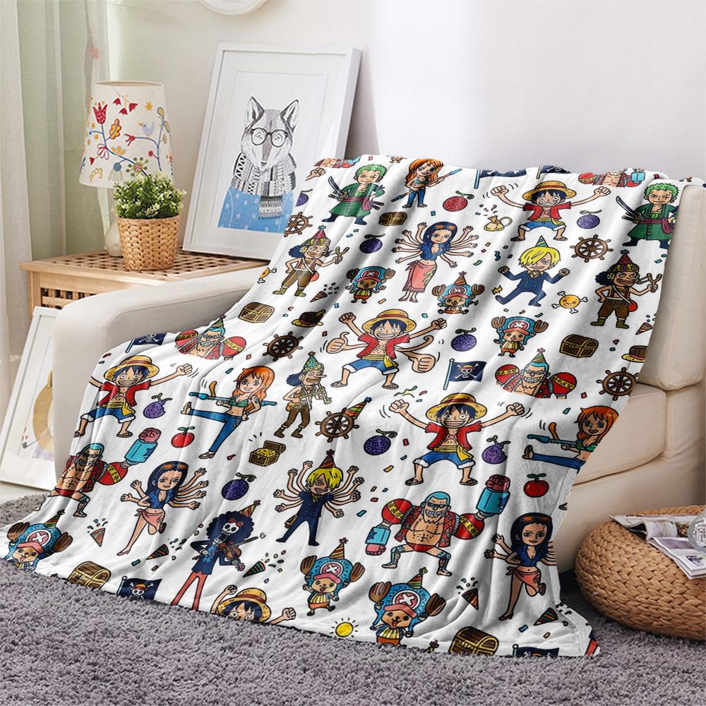 1PC One Piece Poster Patterned Flannel Blanket Suitable For All Seasons For Home Decor Warmth And Comfort Gifts Holiday Present